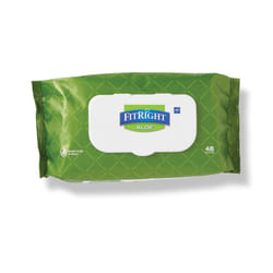 FitRight Aloe Fragrance-Free Quilted Wet Wipes  Soft Pack with Flip Top  8 x 12 Inches  Pack of 48 Wipes