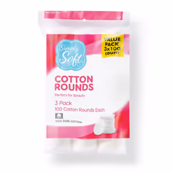 Medline Simply Soft Cotton Rounds (300 Count)  100% Cotton Absorbent and Textured Cotton Pads  Lint-Free