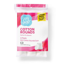 Medline Simply Soft Cotton Rounds (300 Count)  100% Cotton Absorbent and Textured Cotton Pads  Lint-Free