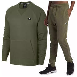 Nike Men's Optic Crewneck Fleece Tracksuit - Green, M