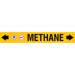 Brady ASMEPM-100X690MM-METHANE, Black, Yellow, Rectangle, Permanent, Black on yellow, Acrylic, Polyester, Gloss