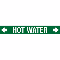 Brady ASMEPM-100X690MM-HOT WATER, Green, White, Rectangle, Permanent, White on green, Acrylic, Polyester, Gloss