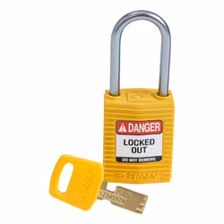 Brady SafeKey, Conventional padlock, Key lock, Keyed to differ, Yellow, Nylon, Aluminium