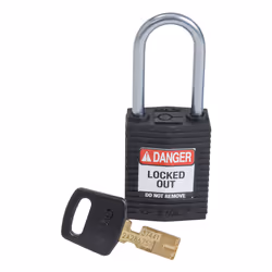 Brady SafeKey, Conventional padlock, Key lock, Keyed to differ, Black, Nylon, Aluminium