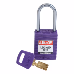 Brady SafeKey, Conventional padlock, Key lock, Keyed to differ, Purple, Nylon, Aluminium