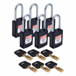 Brady SafeKey, Conventional padlock, Key lock, Keyed to differ, Black, Nylon, Aluminium