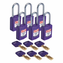 Brady SafeKey, Conventional padlock, Key lock, Keyed to differ, Purple, Nylon, Aluminium