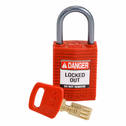 Brady SafeKey, Conventional padlock, Key lock, Keyed to differ, Red, Nylon, Aluminium