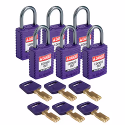 Brady SafeKey, Conventional padlock, Key lock, Keyed to differ, Purple, Nylon, Aluminium