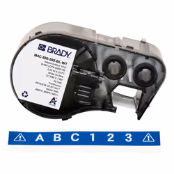 Brady M4C-500-595-BL-WT, Blue, White, Self-adhesive printer label, Continuous label, Vinyl, Thermal transfer, Acrylic