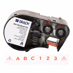 Brady M4C-500-595-WT-RD, Red, White, Self-adhesive printer label, Continuous label, Vinyl, Thermal transfer, Acrylic