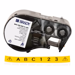 Brady M4C-500-595-YL-BK, Black, Yellow, Self-adhesive printer label, Continuous label, Vinyl, Thermal transfer, Acrylic