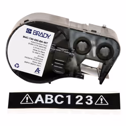 Brady M4C-750-595-BK-WT, Black, White, Self-adhesive printer label, Continuous label, Vinyl, Thermal transfer, Acrylic