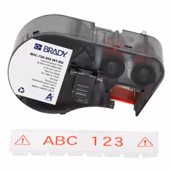 Brady M4C-750-595-WT-RD, Red, White, Self-adhesive printer label, Continuous label, Vinyl, Thermal transfer, Acrylic