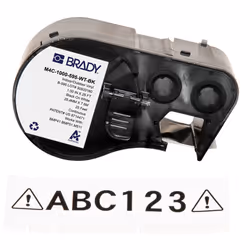 Brady M4C-1000-595-WT-BK, Black, White, Self-adhesive printer label, Continuous label, Vinyl, Thermal transfer, Acrylic