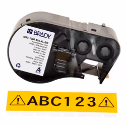 Brady M4C-1000-595-YL-BK, Black, Yellow, Self-adhesive printer label, Continuous label, Vinyl, Thermal transfer, Acrylic