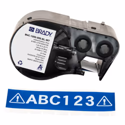 Brady M4C-1000-595-BL-WT, Blue, White, Self-adhesive printer label, Continuous label, Vinyl, Thermal transfer, Acrylic