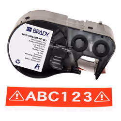 Brady M4C-1000-595-RD-WT, Red, White, Self-adhesive printer label, Continuous label, Vinyl, Thermal transfer, Acrylic