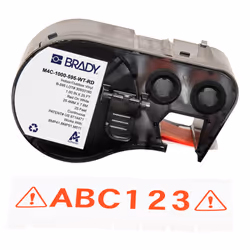 Brady M4C-1000-595-WT-RD, Red, White, Self-adhesive printer label, Continuous label, Vinyl, Thermal transfer, Acrylic
