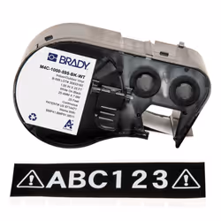 Brady M4C-1000-595-BK-WT, Black, White, Self-adhesive printer label, Continuous label, Vinyl, Thermal transfer, Acrylic