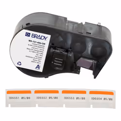 Brady M5-131-494-OR, Black, Orange, White, Self-adhesive printer label, Die-cut label, Polyester, Thermal transfer, Acrylic