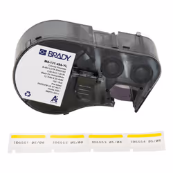 Brady M5-131-494-YL, Black, White, Yellow, Self-adhesive printer label, Die-cut label, Polyester, Thermal transfer, Acrylic