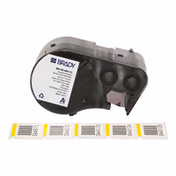 Brady M5-49-494-YL, Black, White, Yellow, Self-adhesive printer label, Die-cut label, Roll, Polyester, Thermal transfer