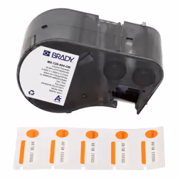 Brady M5-120-494-OR, Black, Orange, White, Self-adhesive printer label, Die-cut label, Polyester, Thermal transfer, Acrylic
