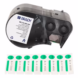 Brady M5-118-494-GN, Black, Green, White, Self-adhesive printer label, Die-cut label, Polyester, Thermal transfer, Acrylic