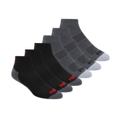 PUMA mens 6 Pack Quarter Crew fashion liner socks  Dark Grey/Black Red