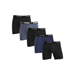 PUMA Men's Microfiber Boxer Brief  5-Pack - Blue  Gray and Black X-Large