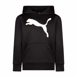 PUMA Boys' Logo Pullover Hoodie Black/White Medium