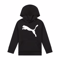 PUMA Boys' Logo Pullover Hoodie  Black/White  Medium