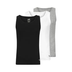 Puma Men's 3 Pack Ribbed Tank Tops  White/Gray/Black  L