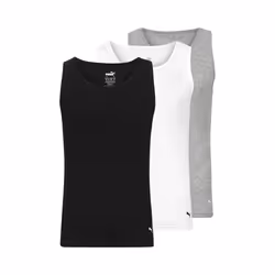 Puma Men's 3 Pack Ribbed Tank Tops  White/Gray/Black  XL