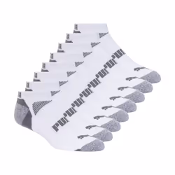 PUMA Men's Tall Size 8 Pack Low Cut Socks White/Steel Grey 13-15