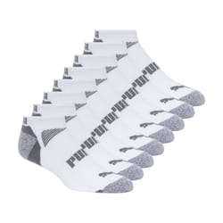 PUMA Men's Tall Size 8 Pack Low Cut Socks  White/Steel Grey  13-15