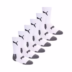 PUMA boys 6 Pack Cut Crew Socks  White/Multi  9 11 US