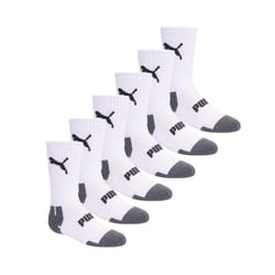 PUMA boys 6 Pack Cut Crew Socks  White/Multi  9 11 US