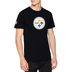 New Era Mens NFL Pittsburgh Steelers Crew Neck Team Logo Tee T-Shirt Top - Black - S, Black