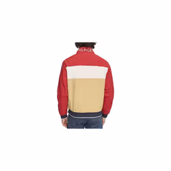 Tommy Hilfiger Men's Yachting Bomber Jacket  Khaki/Red Colorblock