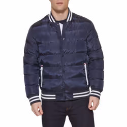 Tommy Hilfiger Men's Quilted Varsity Puffer Bomber Midnight/Midnight