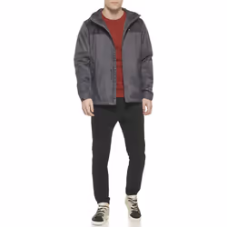 Tommy Hilfiger Mens Lightweight Breathable Waterproof Hooded Jacket  CharcoalBlack Colorblock  3X
