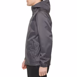 Tommy Hilfiger Mens Lightweight Breathable Waterproof Hooded Jacket  CharcoalBlack Colorblock  XSmall