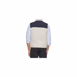 Tommy Hilfiger Men's Contrast Sherpa Stand Collar Vest  Cream  Small