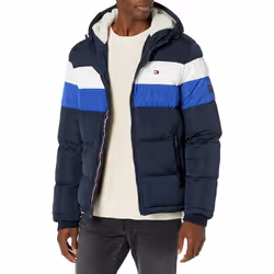 Tommy Hilfiger Mens Hooded Puffer Jacket Blue combo Poly Tech XX-Lar