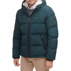 Tommy Hilfiger Mens Hooded Puffer Jacket green Poly Tech XX-Large