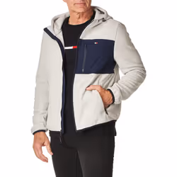 Tommy Hilfiger Men's Hooded Performance Fleece Jacket  Navy/Ice Mixed