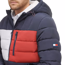 Tommy Hilfiger Men's Midweight Sherpa Lined Hooded Water Resistant Puf