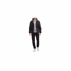 Tommy Hilfiger Mens Hooded Performance Fleece Jacket  CharcoalBlack Mixed Media  XXLarge